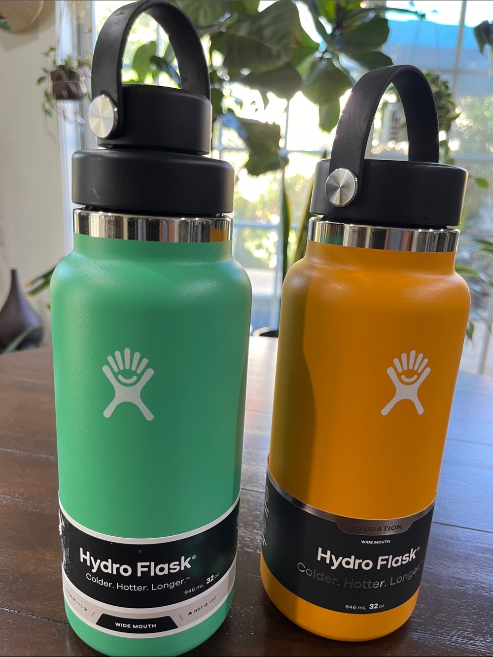 Hydro Flask Stainless 32 oz Bottle — Green & Yellow NEW